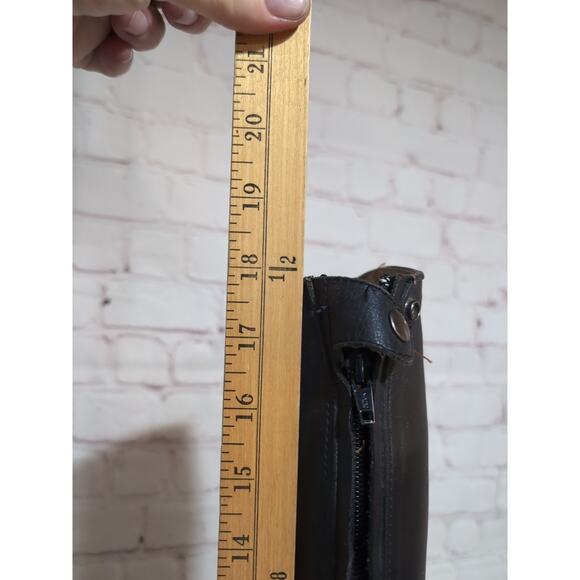 Tall Riding Boots Women's 6.5 Field Black Leather Back Zip Equestrian Front Lace - Picture 5 of 16